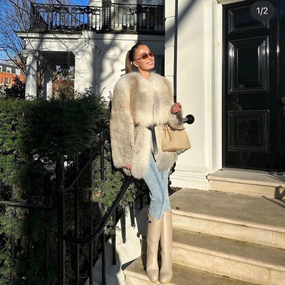 Hermes Faustine Equestrian Jumping Tan Belted Leather Knee Riding Horse Boots - Picture 1 of 1